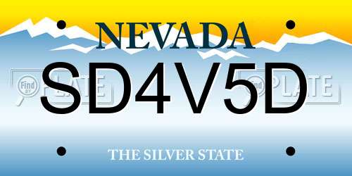 SD4V5D Nevada License Plate