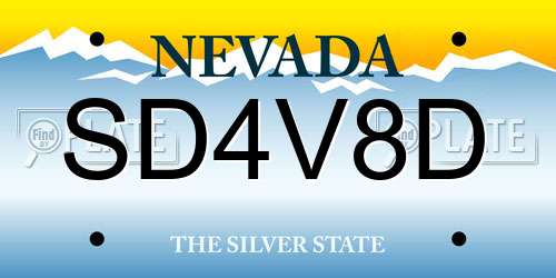 SD4V8D Nevada License Plate