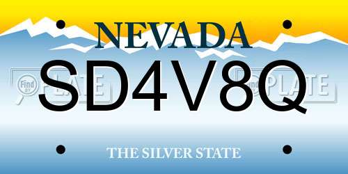SD4V8Q Nevada License Plate