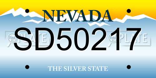 SD50217 Nevada License Plate
