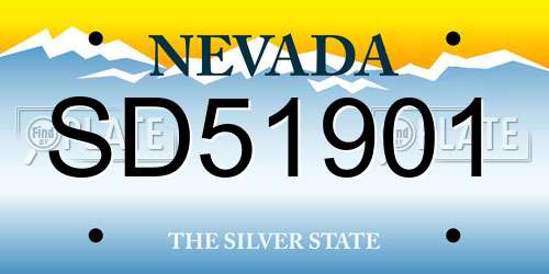 SD51901 Nevada License Plate