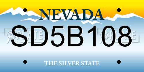 SD5B108 Nevada License Plate