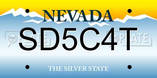 SD5C4T Nevada License Plate