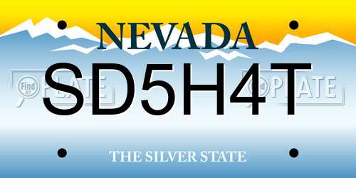 SD5H4T Nevada License Plate