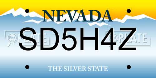 SD5H4Z Nevada License Plate