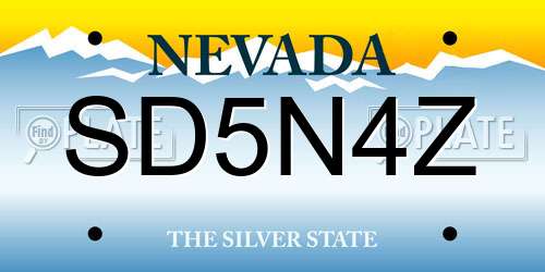 SD5N4Z Nevada License Plate