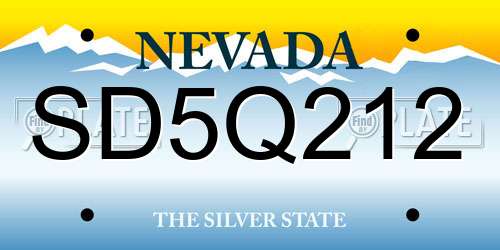 SD5Q212 Nevada License Plate