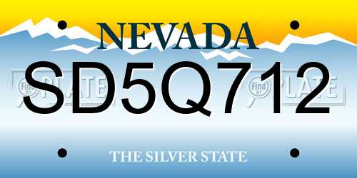 SD5Q712 Nevada License Plate