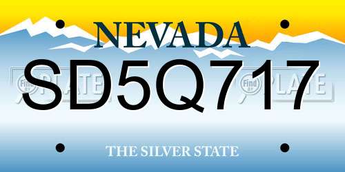SD5Q717 Nevada License Plate