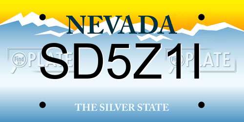 SD5Z1I Nevada License Plate