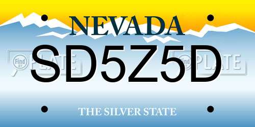 SD5Z5D Nevada License Plate