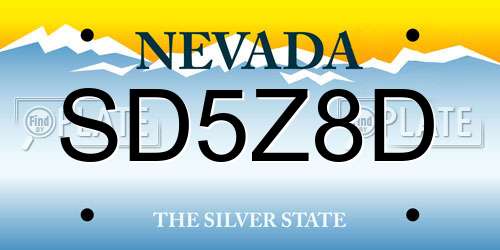 SD5Z8D Nevada License Plate