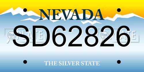SD62826 Nevada License Plate
