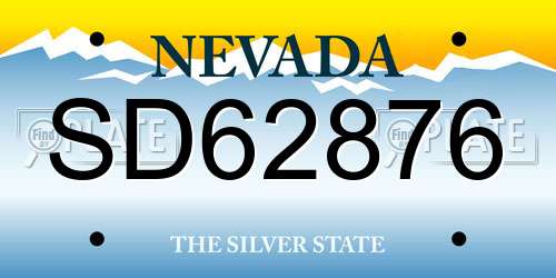 SD62876 Nevada License Plate