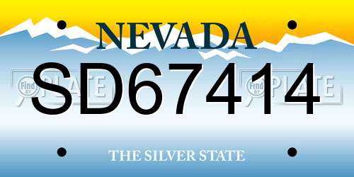SD67414 Nevada License Plate