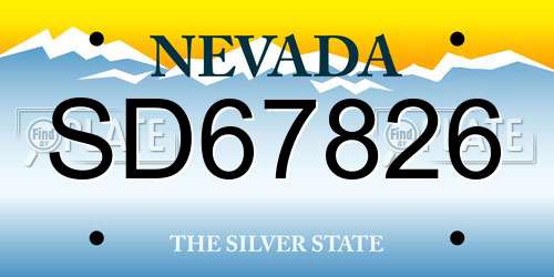 SD67826 Nevada License Plate