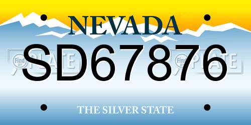 SD67876 Nevada License Plate
