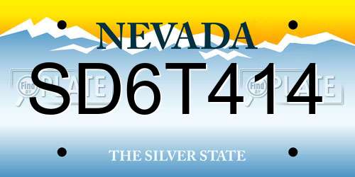 SD6T414 Nevada License Plate