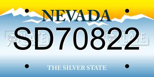 SD70822 Nevada License Plate