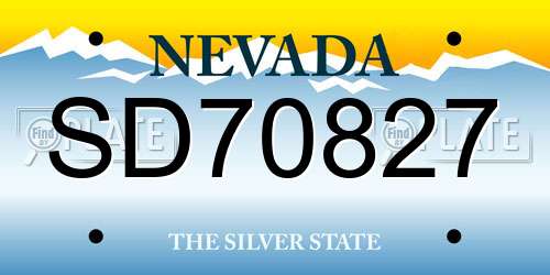 SD70827 Nevada License Plate