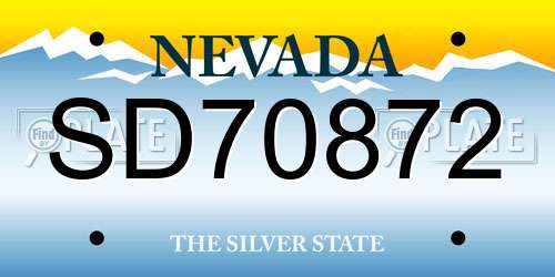 SD70872 Nevada License Plate