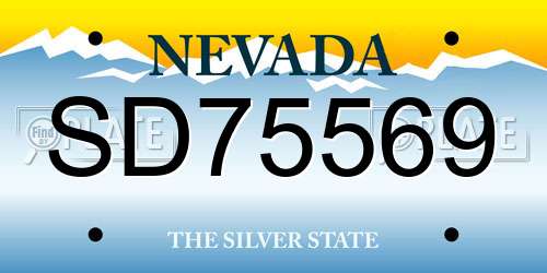 SD75569 Nevada License Plate