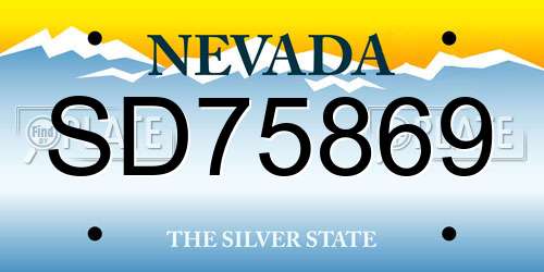 SD75869 Nevada License Plate