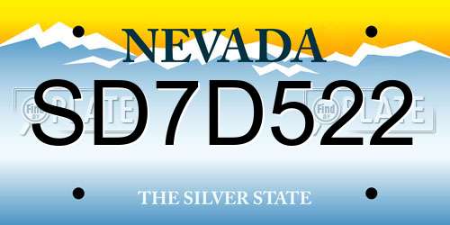 SD7D522 Nevada License Plate