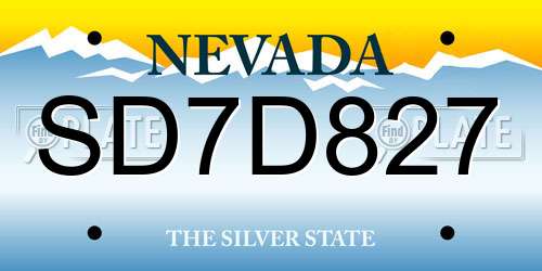 SD7D827 Nevada License Plate