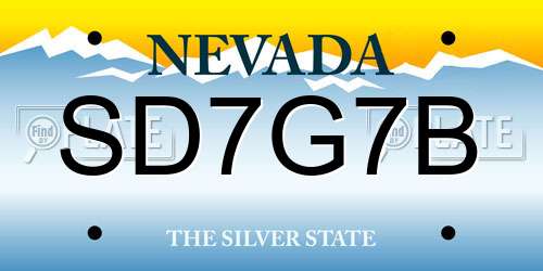 SD7G7B Nevada License Plate