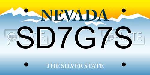 SD7G7S Nevada License Plate