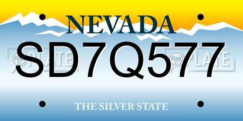 SD7Q577 Nevada License Plate