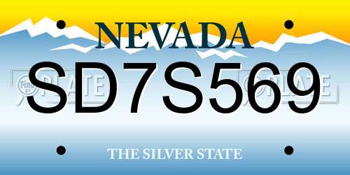 SD7S569 Nevada License Plate