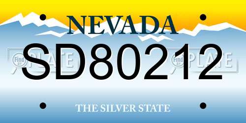 SD80212 Nevada License Plate