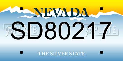 SD80217 Nevada License Plate