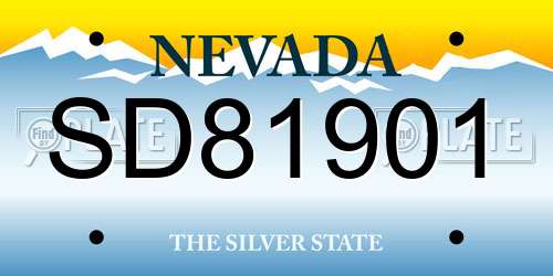 SD81901 Nevada License Plate