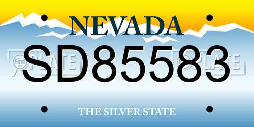 SD85583 Nevada License Plate