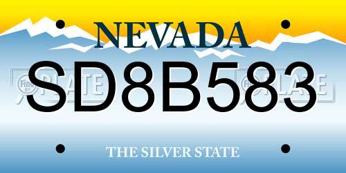 SD8B583 Nevada License Plate