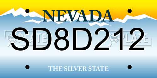 SD8D212 Nevada License Plate