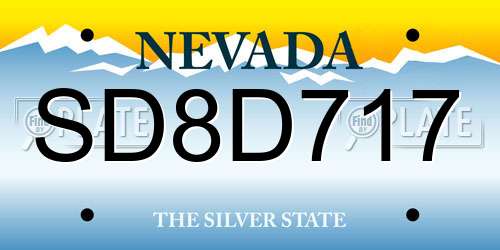 SD8D717 Nevada License Plate