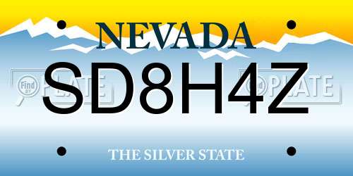 SD8H4Z Nevada License Plate