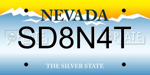 SD8N4T Nevada License Plate