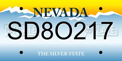 SD8O217 Nevada License Plate