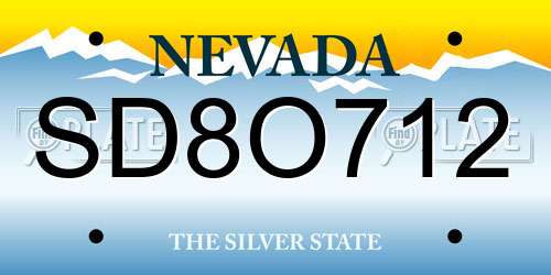 SD8O712 Nevada License Plate