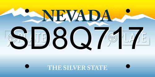SD8Q717 Nevada License Plate