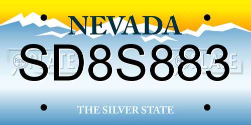 SD8S883 Nevada License Plate