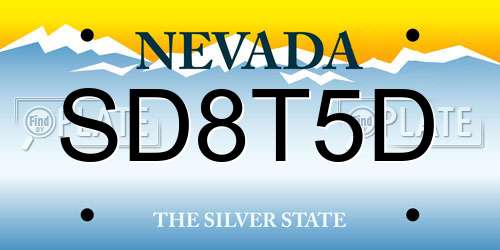 SD8T5D Nevada License Plate