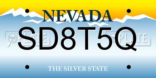 SD8T5Q Nevada License Plate