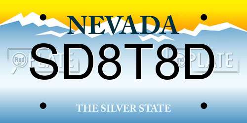 SD8T8D Nevada License Plate