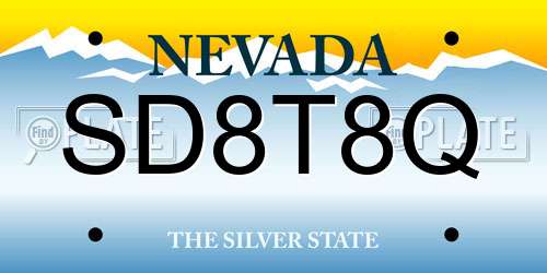 SD8T8Q Nevada License Plate